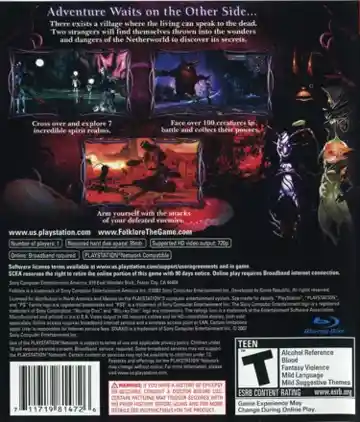 Folklore (USA) (v1.10) (Disc) (Update) box cover back